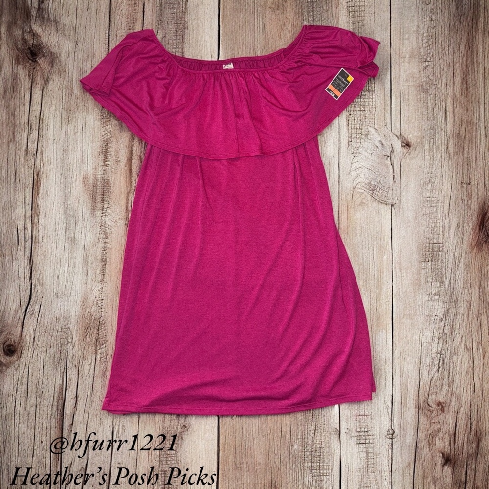 NWT WESTLOOP PINK COTTON ON/OFF SHOULDER DRESS SIZE LARGE